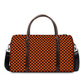 Orange And Black Checkered Pattern Print Duffel Bag