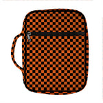 Orange And Black Checkered Pattern Print Front Pocket Bible Bag