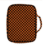 Orange And Black Checkered Pattern Print Front Pocket Bible Bag