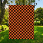 Orange And Black Checkered Pattern Print Garden Flag