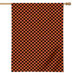 Orange And Black Checkered Pattern Print House Flag