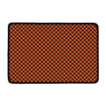 Orange And Black Checkered Pattern Print Kitchen Mat