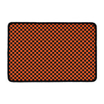 Orange And Black Checkered Pattern Print Kitchen Mat