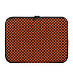 Orange And Black Checkered Pattern Print Laptop Sleeve