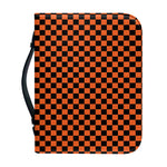 Orange And Black Checkered Pattern Print Leather Bible Cover