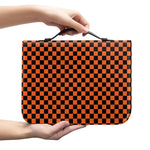 Orange And Black Checkered Pattern Print Leather Bible Cover