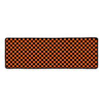 Orange And Black Checkered Pattern Print Long Kitchen Mat