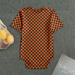 Orange And Black Checkered Pattern Print Men's Bodysuit