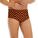 Orange And Black Checkered Pattern Print Men's Briefs