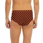 Orange And Black Checkered Pattern Print Men's Briefs