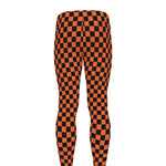 Orange And Black Checkered Pattern Print Men's leggings