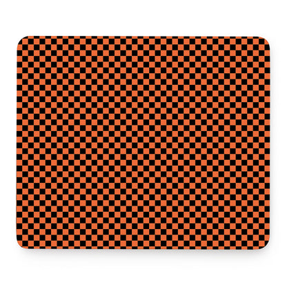 Orange And Black Checkered Pattern Print Mouse Pad