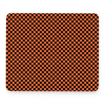 Orange And Black Checkered Pattern Print Mouse Pad