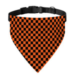 Orange And Black Checkered Pattern Print Over The Collar Dog Bandana