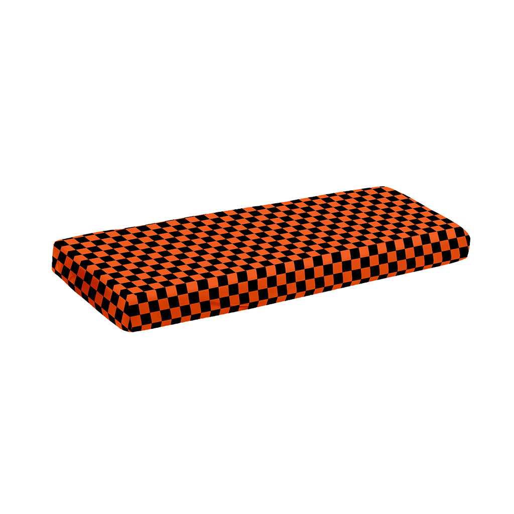 Orange And Black Checkered Pattern Print Piano Keyboard Cover