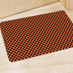 Orange And Black Checkered Pattern Print Polyester Doormat