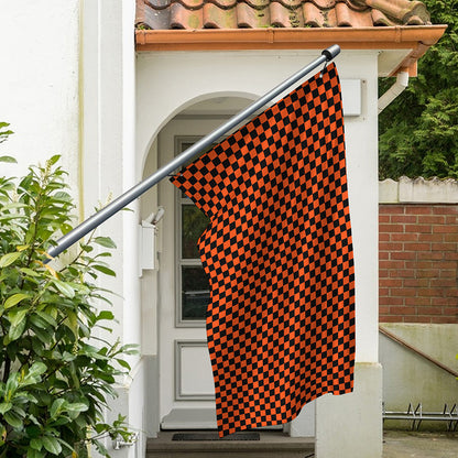Orange And Black Checkered Pattern Print Polyester Flag