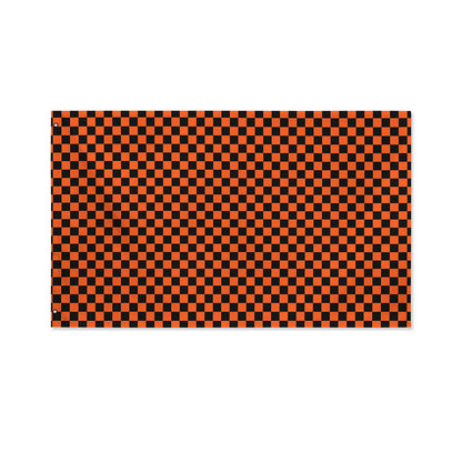 Orange And Black Checkered Pattern Print Polyester Flag