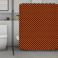 Orange And Black Checkered Pattern Print Polyester Shower Curtain