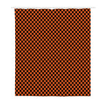 Orange And Black Checkered Pattern Print Polyester Shower Curtain