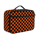 Orange And Black Checkered Pattern Print Portable Lunch Bag