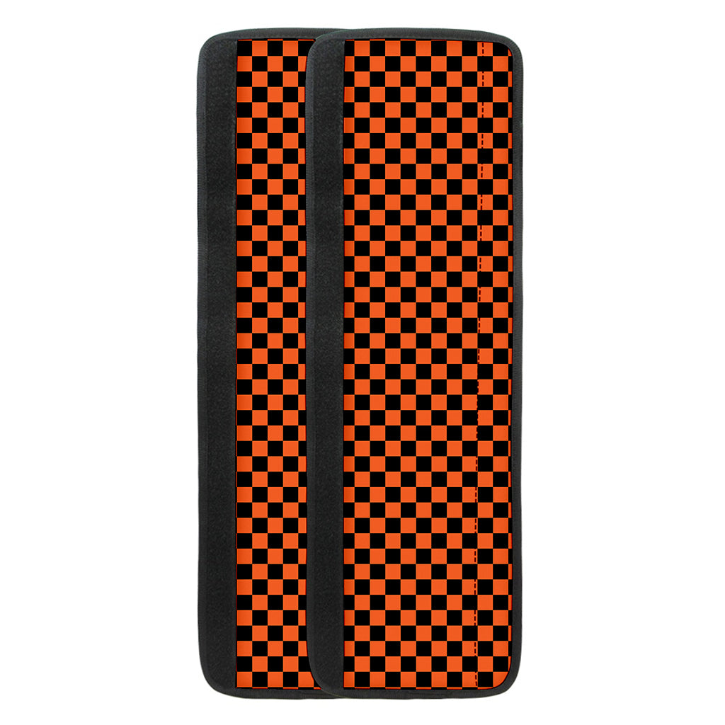 Orange And Black Checkered Pattern Print Refrigerator Handle Covers