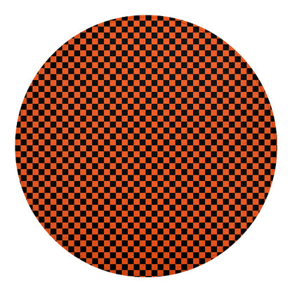 Orange And Black Checkered Pattern Print Round Blanket