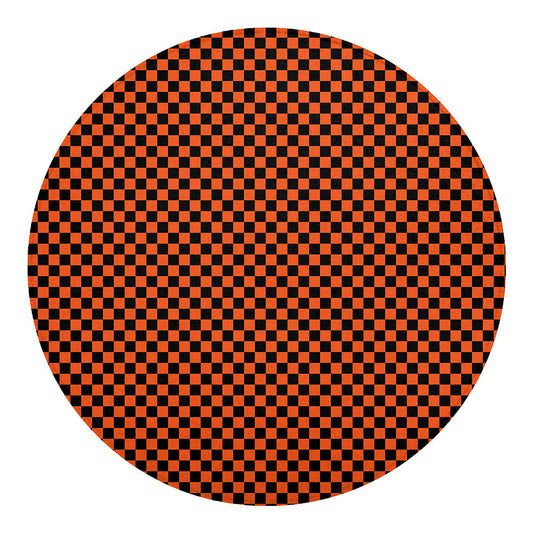 Orange And Black Checkered Pattern Print Round Blanket