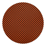 Orange And Black Checkered Pattern Print Round Blanket