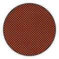 Orange And Black Checkered Pattern Print Round Floor Mat