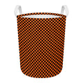 Orange And Black Checkered Pattern Print Round Laundry Basket