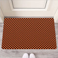 Orange And Black Checkered Pattern Print Rubber Doormat