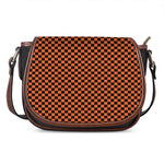 Orange And Black Checkered Pattern Print Saddle Bag