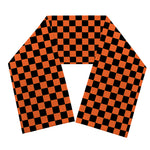 Orange And Black Checkered Pattern Print Scarf