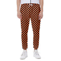 Orange And Black Checkered Pattern Print Joggers