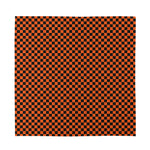 Orange And Black Checkered Pattern Print Silk Bandana