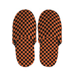 Orange And Black Checkered Pattern Print Slippers