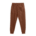 Orange And Black Checkered Pattern Print Sweatpants