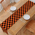 Orange And Black Checkered Pattern Print Table Runner