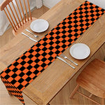 Orange And Black Checkered Pattern Print Table Runner