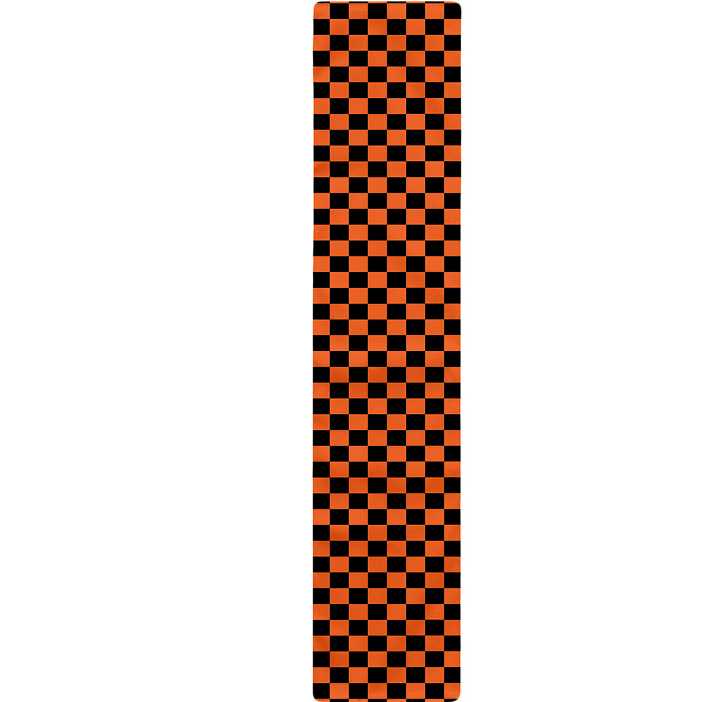 Orange And Black Checkered Pattern Print Table Runner