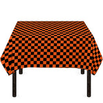 Orange And Black Checkered Pattern Print Tablecloth