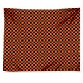 Orange And Black Checkered Pattern Print Tapestry