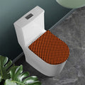 Orange And Black Checkered Pattern Print Toilet Lid Cover