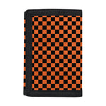 Orange And Black Checkered Pattern Print Trifold Wallet