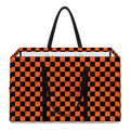 Orange And Black Checkered Pattern Print Utility Tote Bag