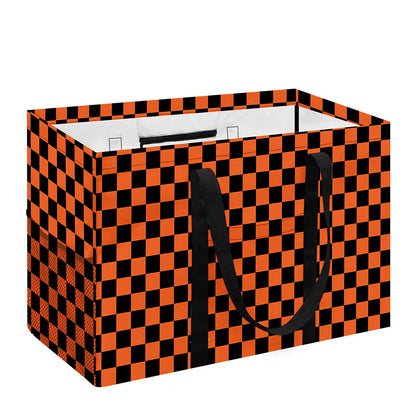 Orange And Black Checkered Pattern Print Utility Tote Bag