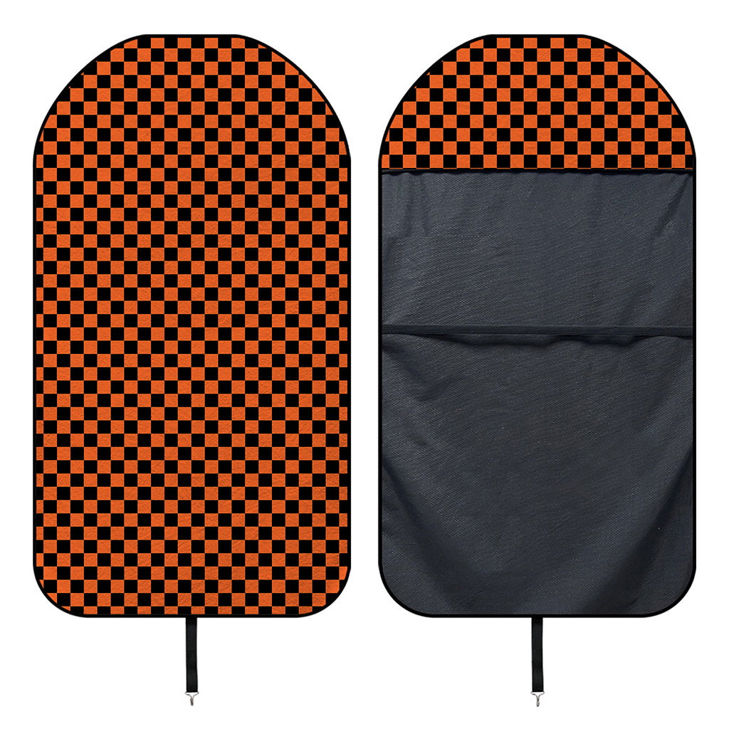 Orange And Black Checkered Pattern Print Waterproof Car Seat Cover