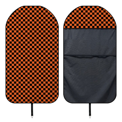 Orange And Black Checkered Pattern Print Waterproof Car Seat Cover