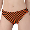 Orange And Black Checkered Pattern Print Women's Panties